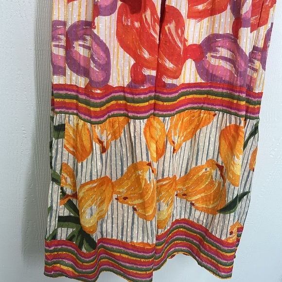 House Of Harlow 1960 - Tropical Fruit Colorful Stripes And Design Maxi Dress LG - Picture 12 of 12
